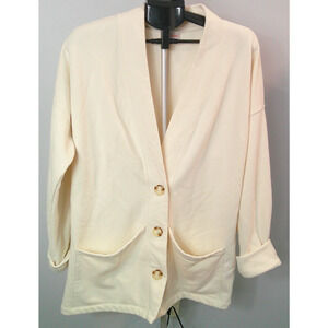 Knox Rose Cream Button-down, V-neck Cardigan Blazer Women's XL